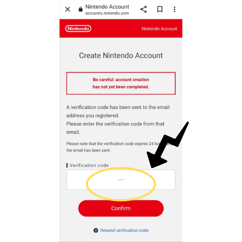 Nintendo　Create Nintendo Accountページ画面画像。