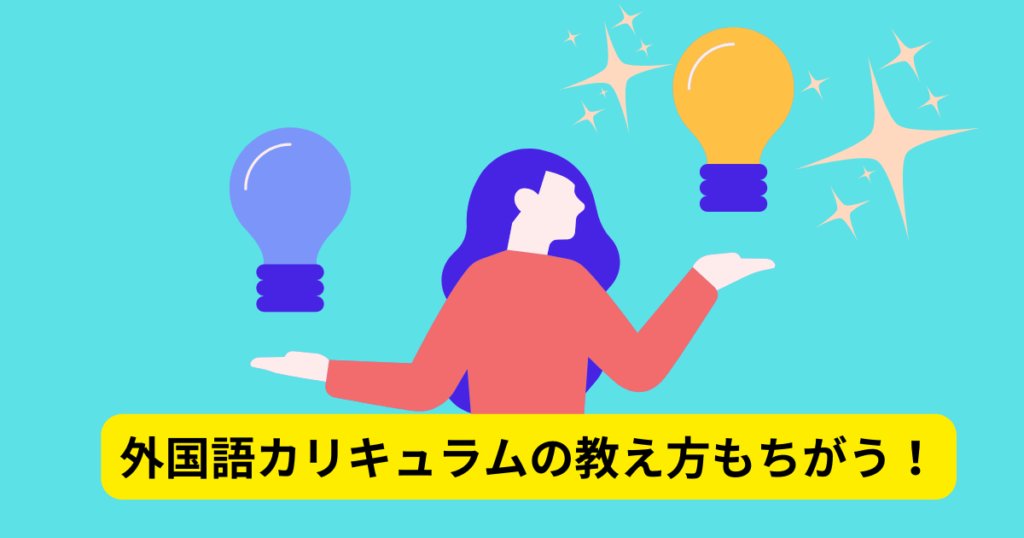 女性が両手を左右に広げ、それぞれの手の上方には色のちがう電球が。黄色に輝く電球が高く上がり、青い電球は低め。